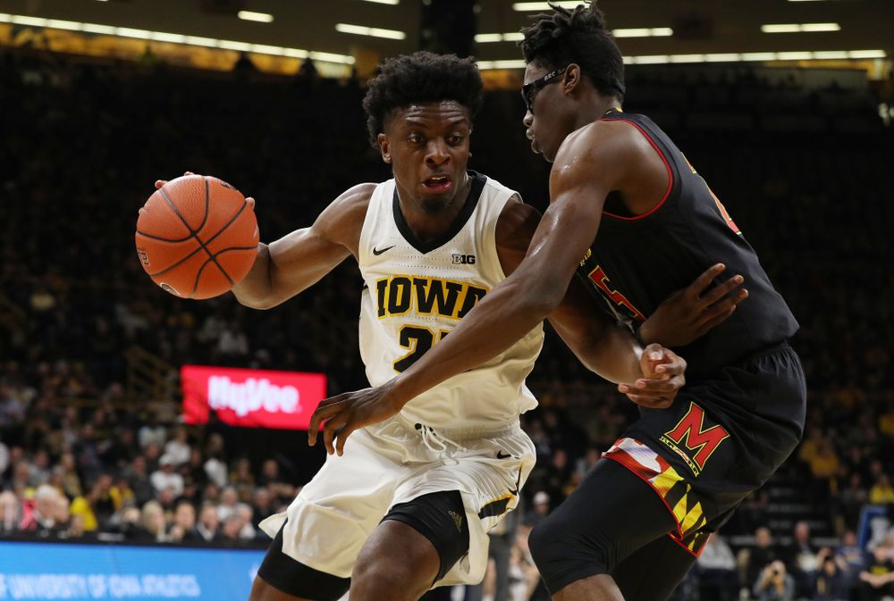 Iowa Hawkeyes forward Tyler Cook (25) against the Maryland Terapins Tuesday, February 19, 2019 at Carver-Hawkeye Arena. (Brian Ray/hawkeyesports.com)