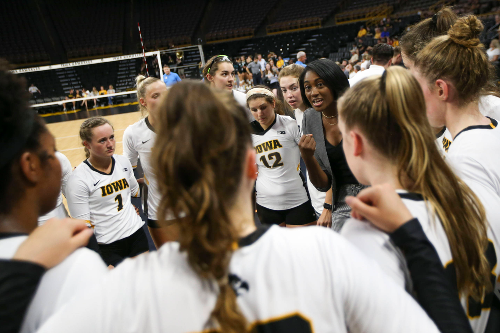 Iowa Hawkeyes head coach Vicki Brown against Coastal Carolina Friday, September 20, 2019 at Carver-Hawkeye Arena. (Lily Smith/hawkeyesports.com)