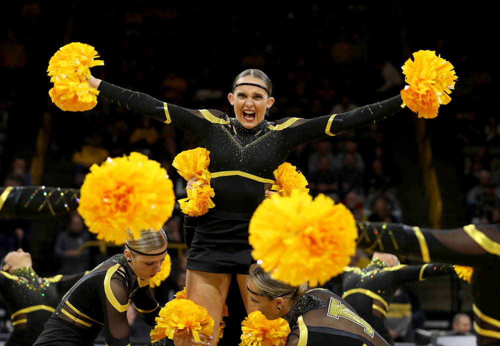 The Iowa Dance Team performs at halftime of the Iowa Hawkeyes game against the Maryland Terrapins Friday, January 10, 2020 at Carver-Hawkeye Arena. (Brian Ray/hawkeyesports.com)