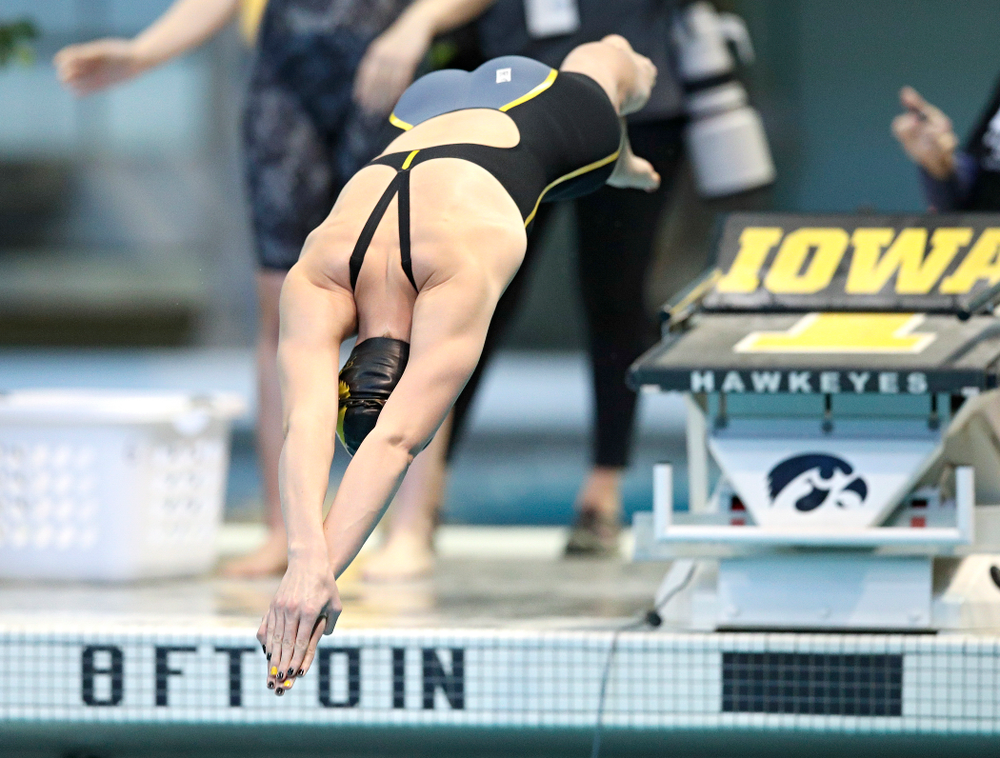Iowa’s Allyssa Fluit swims the women’s 500 yard freestyle preliminary event during the 2020 Women’s Big Ten Swimming and Diving Championships at the Campus Recreation and Wellness Center in Iowa City on Thursday, February 20, 2020. (Stephen Mally/hawkeyesports.com)