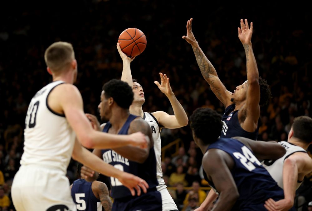 Iowa Hawkeyes forward Ryan Kriener (15) against Penn State Saturday, February 29, 2020 at Carver-Hawkeye Arena. (Brian Ray/hawkeyesports.com)
