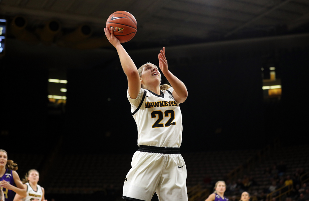 Iowa Hawkeyes guard Kathleen Doyle (22) against North Alabama Thursday, November 14, 2019 at Carver-Hawkeye Arena. (Brian Ray/hawkeyesports.com)