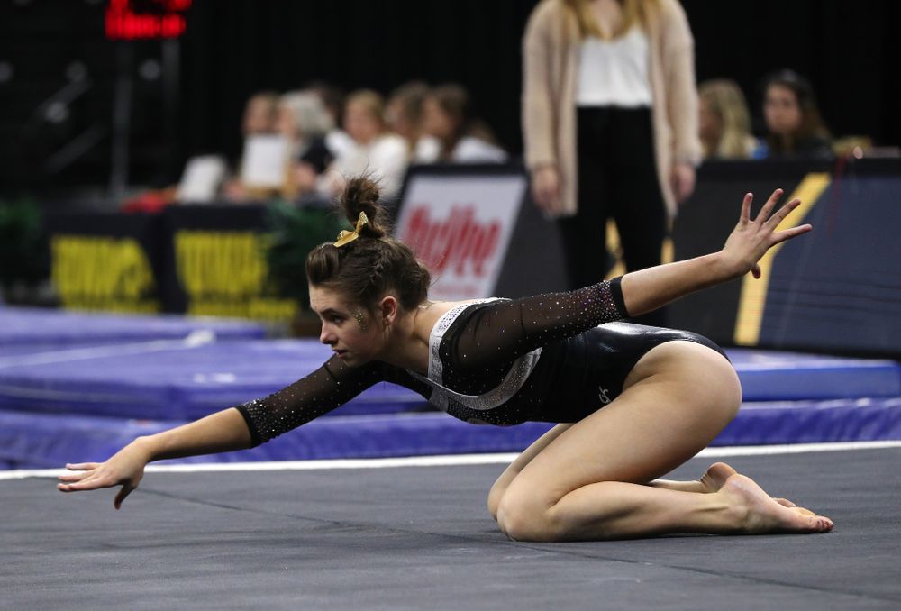 Iowa's Bridget Killian competes on the floor against the Rutgers Scarlet Knights Saturday, January 26, 2019 at Carver-Hawkeye Arena. (Brian Ray/hawkeyesports.com)