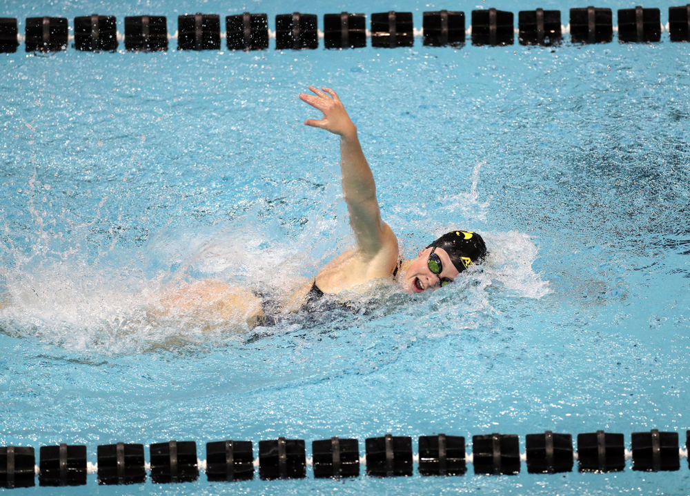 IowaÕs Ariel Wooden swims the 100 yard freestyle against the Michigan Wolverines Friday, November 1, 2019 at the Campus Recreation and Wellness Center. (Brian Ray/hawkeyesports.com)