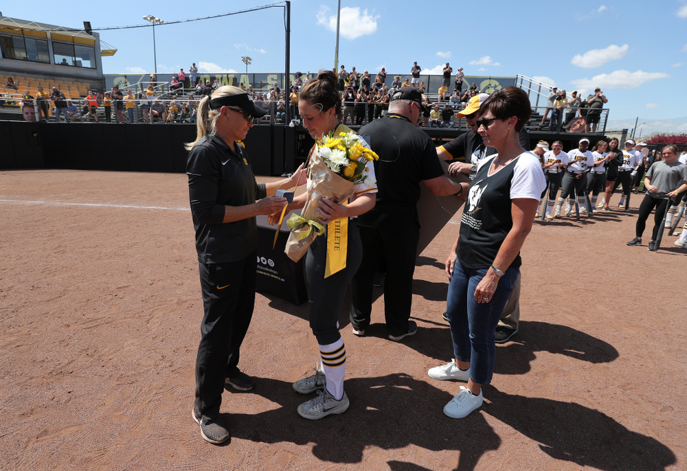 Iowa Hawkeyes Mallory Kilian (11) during senior day festivities following their game against the Ohio State Buckeyes Sunday, May 5, 2019 at Pearl Field. (Brian Ray/hawkeyesports.com)ic