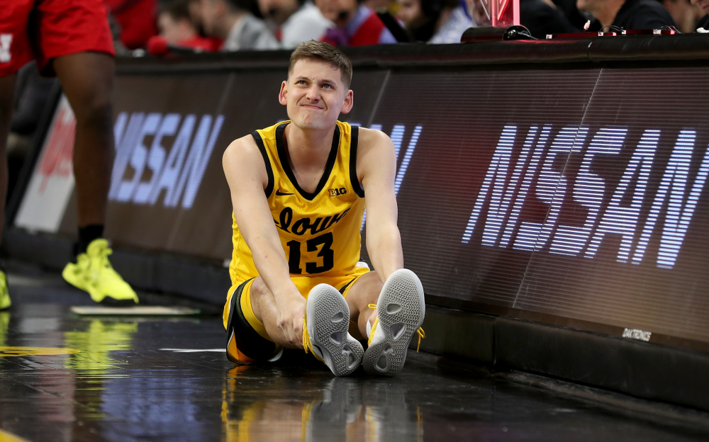 Iowa Hawkeyes guard Austin Ash (13) against the Nebraska Cornhuskers Saturday, February 8, 2020 at Carver-Hawkeye Arena. (Brian Ray/hawkeyesports.com)