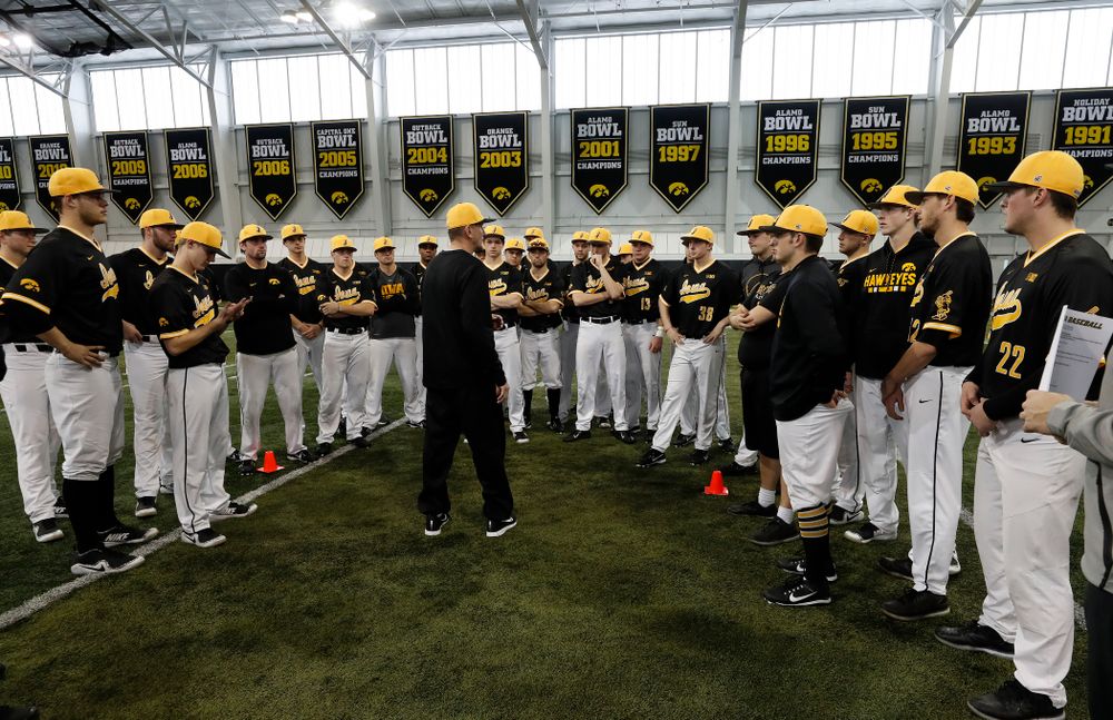 Iowa Hawkeyes head coach Rick Heller during the team's annual media day Thursday, February 8, 2018 in the indoor practice facility. (Brian Ray/hawkeyesports.com)