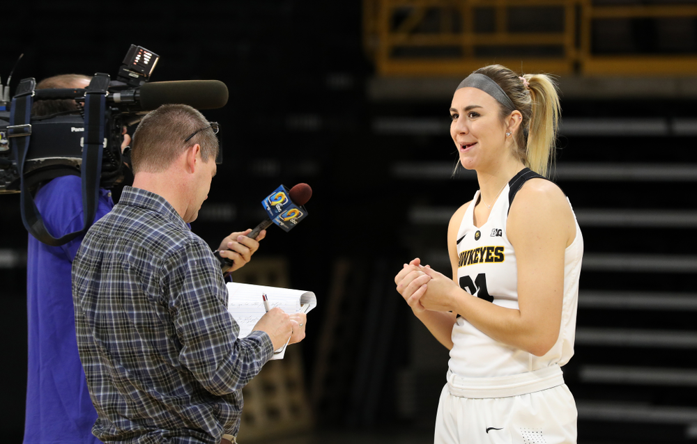 Iowa Hawkeyes forward Hannah Stewart (21) during the team's annual media day Wednesday, October 31, 2018 at Carver-Hawkeye Arena. (Brian Ray/hawkeyesports.com)