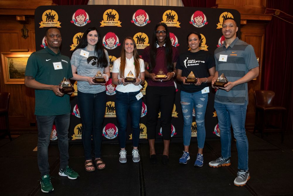 Iowa Hawkeyes forward Megan Gustafson (10) with the other Wooden Award finalists during the Wooden Award DukeÕs Dinner Thursday, April 11, 2019 at the LA Athletic Club. (Brian Ray/hawkeyesports.com)