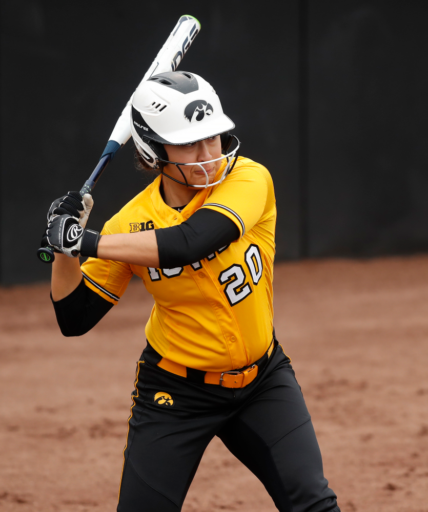 Iowa Hawkeyes infielder Daniella Ibarra (20) against UW Green Bay Tuesday, March 27, 2018 at Bob Pearl Field. (Brian Ray/hawkeyesports.com)