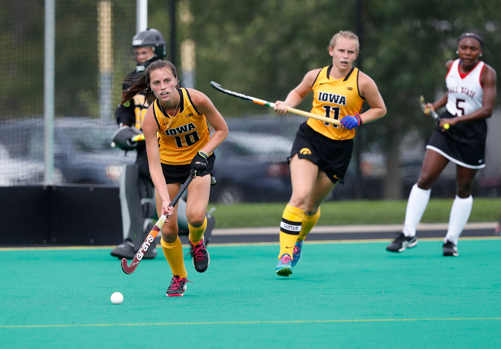 Iowa Hawkeyes Isabella Brown (10) against Ball State Sunday, September 2, 2018 at Grant Field. (Brian Ray/hawkeyesports.com)