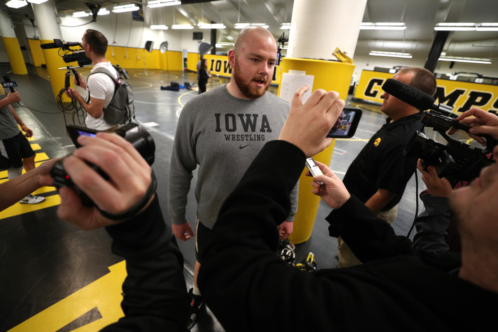 Iowa Hawkeyes All American heavyweight Sam Still during the team's annual media day Monday, November 5, 2018 at Carver-Hawkeye Arena. (Brian Ray/hawkeyesports.com)