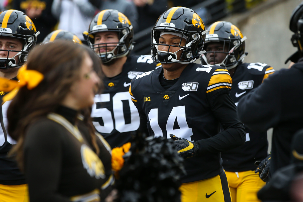 Iowa Hawkeyes defensive back Daraun McKinney (14) during Iowa football vs Purdue on Saturday, October 19, 2019 at Kinnick Stadium. (Lily Smith/hawkeyesports.com)