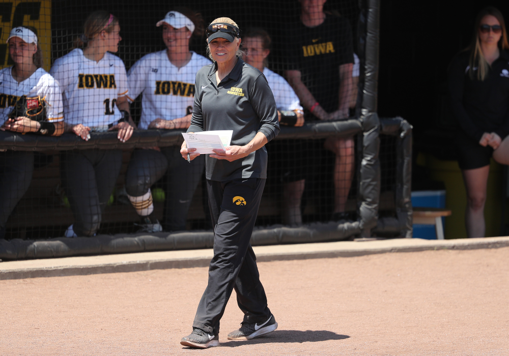 Head Coach Renee Gillispie against the Ohio State Buckeyes on senior day Sunday, May 5, 2019 at Pearl Field. (Brian Ray/hawkeyesports.com)