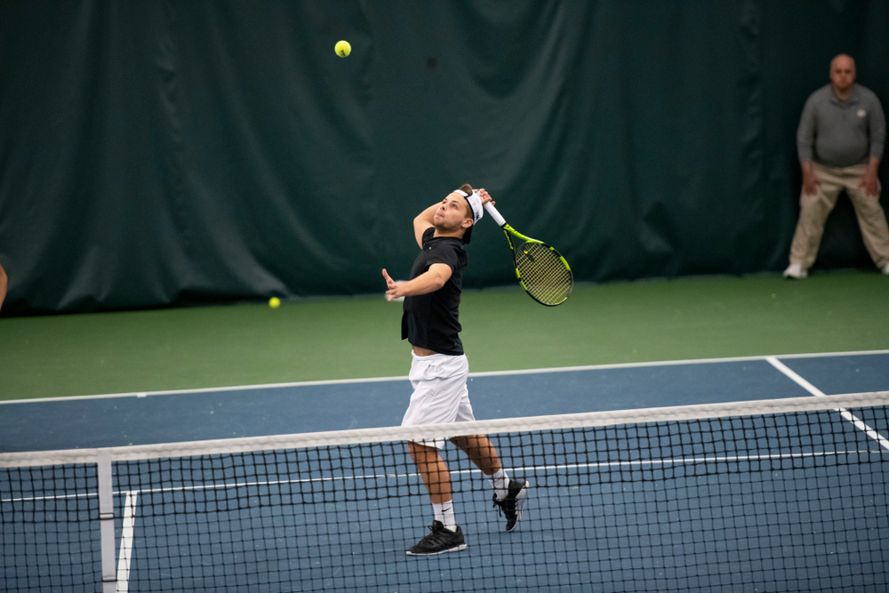 The Iowa men's tennis team competes against Cornell in The Rise Tennis Center in Ithaca, NY on Sunday, Feb. 24, 2019.