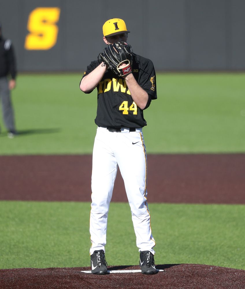 Iowa Hawkeyes Duncan Davitt (44) against the Bradley Braves Tuesday, March 26, 2019 at Duane Banks Field. (Brian Ray/hawkeyesports.com)