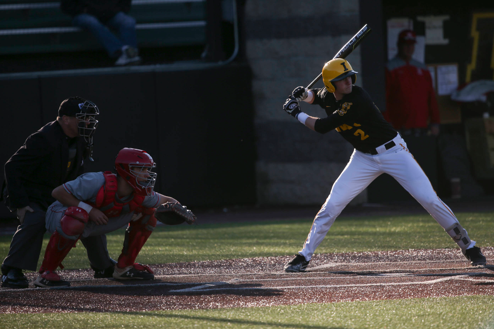 Iowa infielder Brendan Sher at the game vs. Bradley on Tuesday, March 26, 2019 at (place). (Lily Smith/hawkeyesports.com)