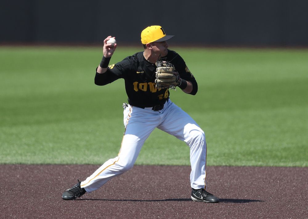 Iowa Hawkeyes Tanner Wetrich (16) during game two against UC Irvine Saturday, May 4, 2019 at Duane Banks Field. (Brian Ray/hawkeyesports.com)
