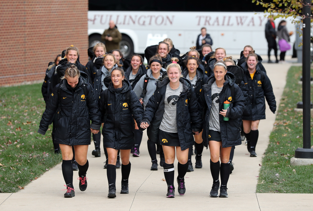The Iowa Hawkeyes arrive for their game against Penn State in the 2019 Big Ten Field Hockey Tournament Championship Game Sunday, November 10, 2019 in State College. (Brian Ray/hawkeyesports.com)
