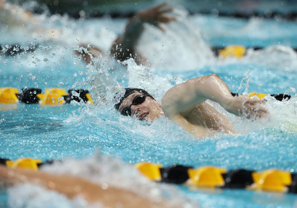 Iowa's Ben Colin swims the 500 yard freestyle Thursday, November 15, 2018 during the 2018 Hawkeye Invitational at the Campus Recreation and Wellness Center. (Brian Ray/hawkeyesports.com)