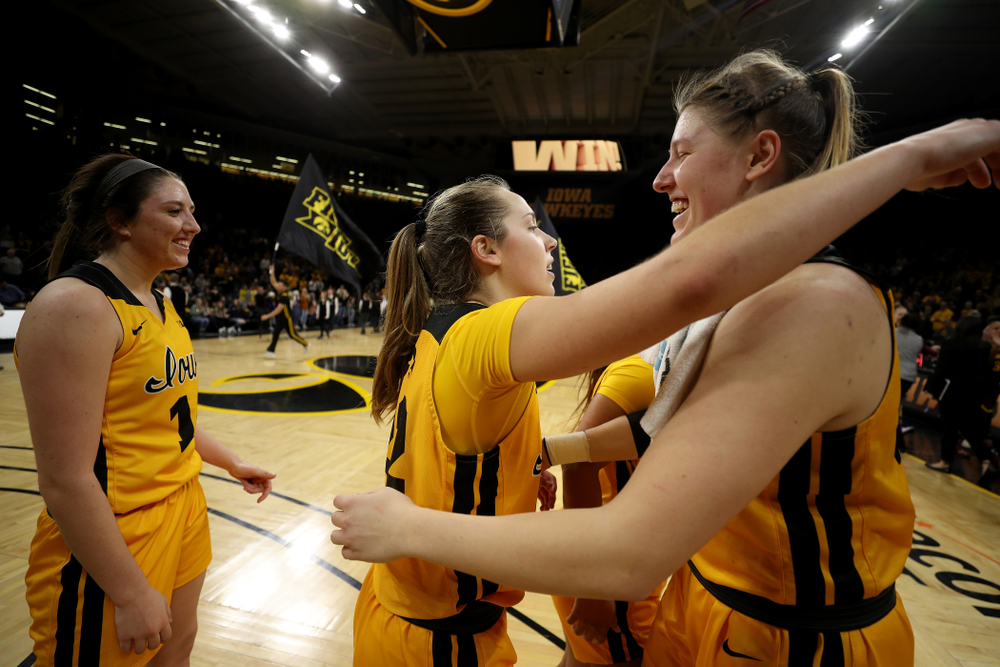 Iowa Hawkeyes guard Kathleen Doyle (22) and forward/center Monika Czinano against the Minnesota Golden Gophers Thursday, February 27, 2020 at Carver-Hawkeye Arena. (Brian Ray/hawkeyesports.com)