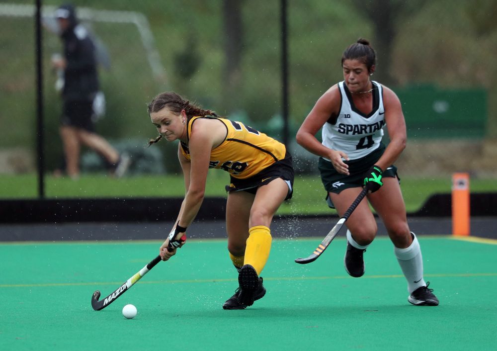 Iowa Hawkeyes forward Maddy Murphy (26) against the Michigan State Spartans Sunday, September 29, 2019 at Grant Field. (Brian Ray/hawkeyesports.com)