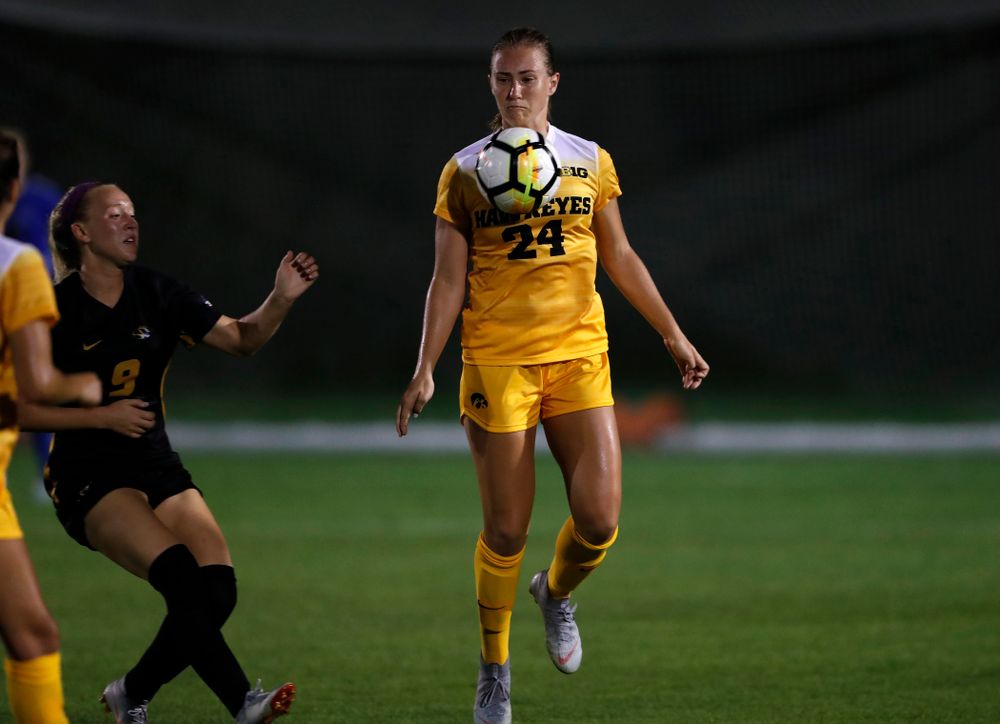 Iowa Hawkeyes Sara Wheaton (24) against the Missouri Tigers Friday, August 17, 2018 at the Iowa Soccer Complex. (Brian Ray/hawkeyesports.com)