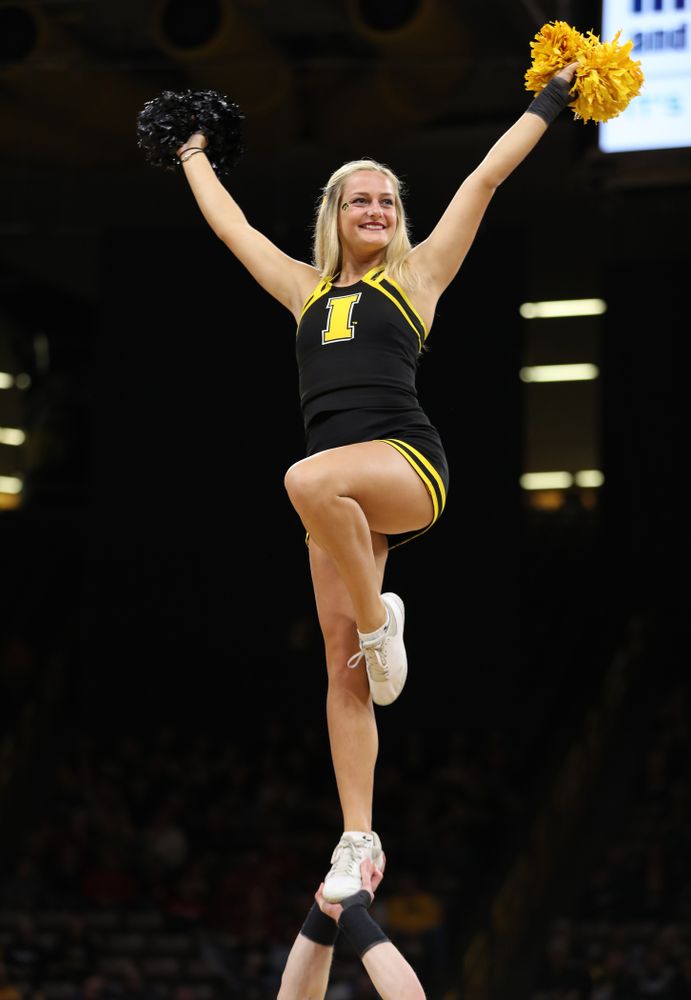 The Iowa Cheerleaders against the Nebraska Cornhuskers Thursday, January 3, 2019 at Carver-Hawkeye Arena. (Brian Ray/hawkeyesports.com)