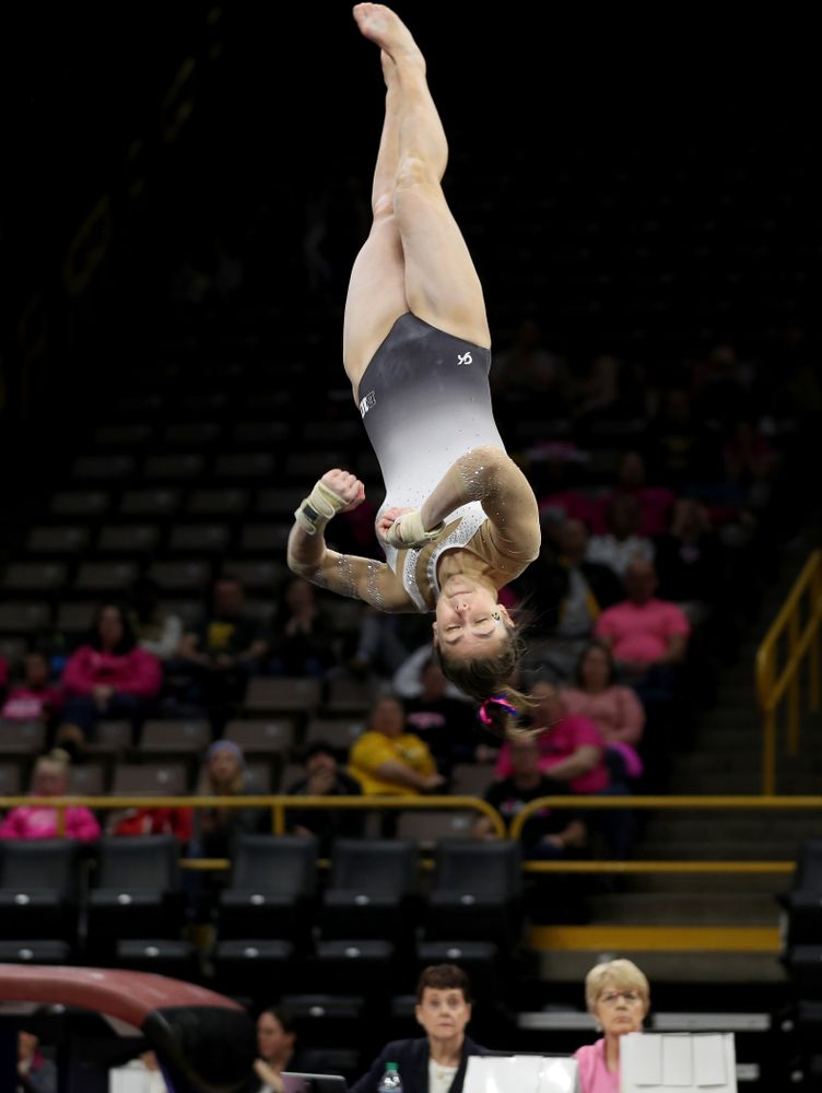 IowaÕs Bridget Killian competes on the floor against Ball State and Air Force Saturday, January 11, 2020 at Carver-Hawkeye Arena. (Brian Ray/hawkeyesports.com)