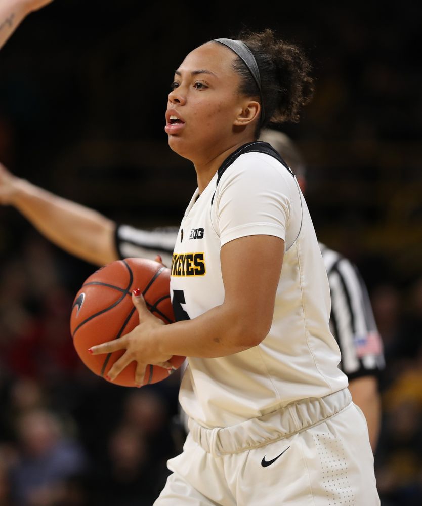 Iowa Hawkeyes guard Alexis Sevillian (5) against the Nebraska Cornhuskers Thursday, January 3, 2019 at Carver-Hawkeye Arena. (Brian Ray/hawkeyesports.com)