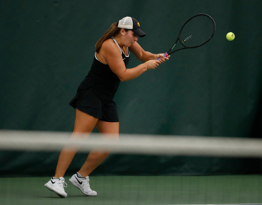 Iowa's Danielle Bauers competes on the first day of the 2018 ITA Central Regional Championships Friday, October 12, 2018 Hawkeye Tennis and Recreation Complex. (Brian Ray/hawkeyesports.com)