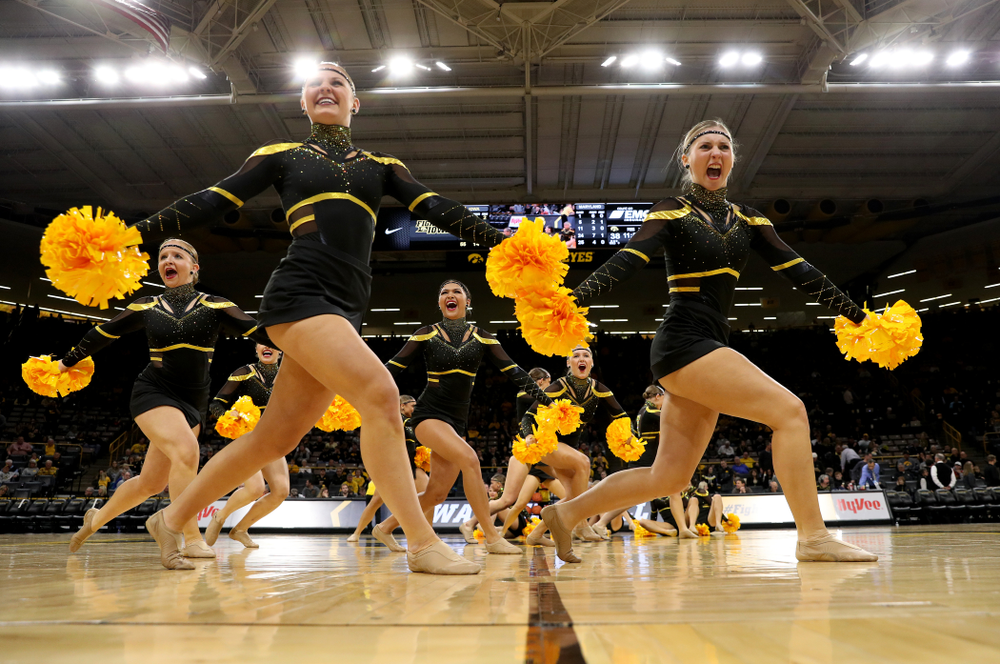 The Iowa Dance Team performs at halftime of the Iowa Hawkeyes game against the Maryland Terrapins Friday, January 10, 2020 at Carver-Hawkeye Arena. (Brian Ray/hawkeyesports.com)