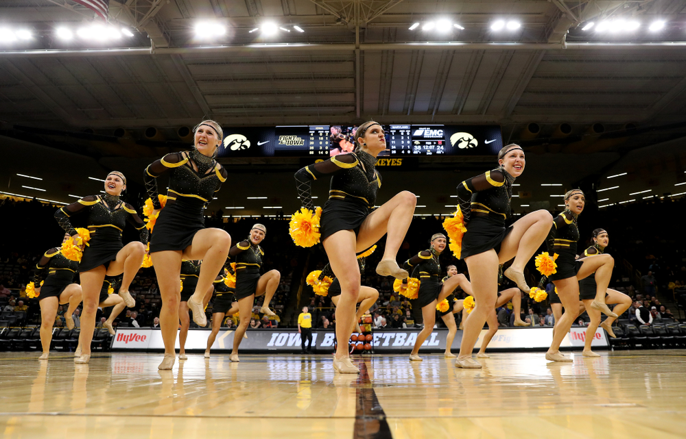 The Iowa Dance Team performs at halftime of the Iowa Hawkeyes game against the Maryland Terrapins Friday, January 10, 2020 at Carver-Hawkeye Arena. (Brian Ray/hawkeyesports.com)