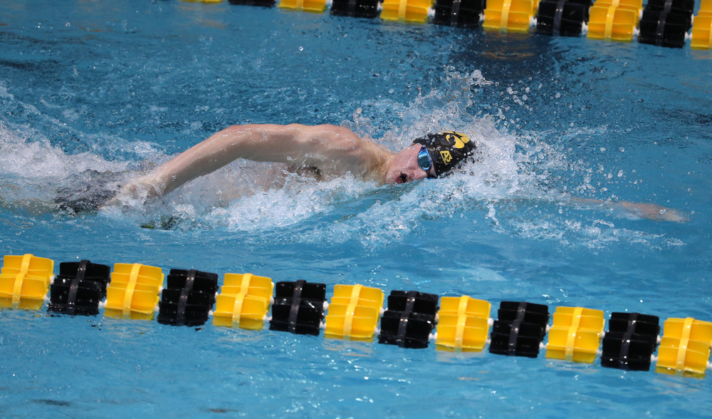 Iowa's Tom Schab swims in the preliminaries of the 500-yard freestyle during the 2019 Big Ten Swimming and Diving Championships Thursday, February 28, 2019 at the Campus Wellness and Recreation Center. (Brian Ray/hawkeyesports.com)