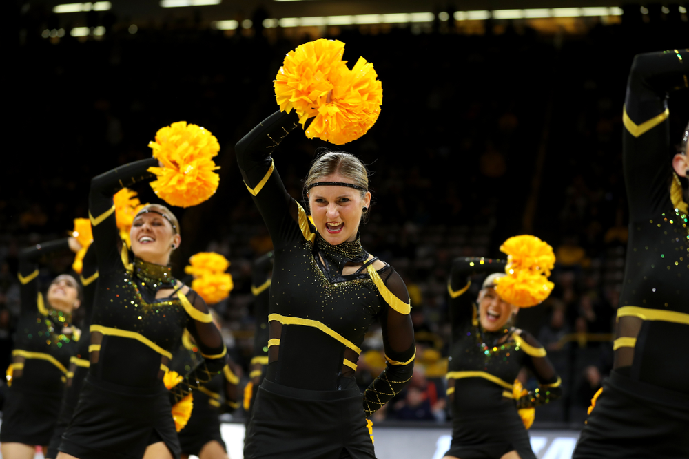 The Iowa Dance Team performs at halftime of the Iowa Hawkeyes game against the Maryland Terrapins Friday, January 10, 2020 at Carver-Hawkeye Arena. (Brian Ray/hawkeyesports.com)