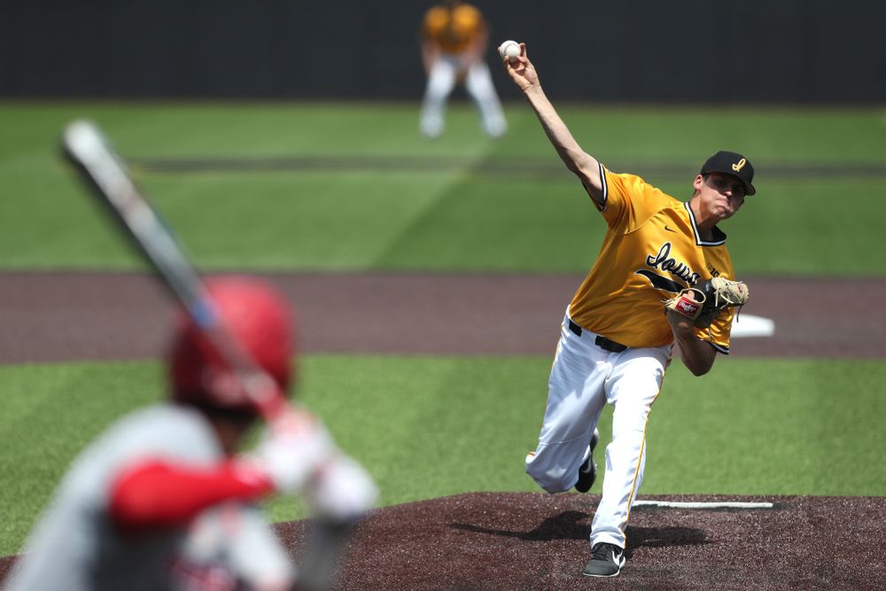 Iowa Hawkeyes Grant Judkins (7) against the Nebraska Cornhuskers Sunday, April 21, 2019 at Duane Banks Field. (Brian Ray/hawkeyesports.com)