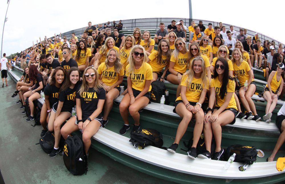 The Iowa Spirit Squad during the Iowa Student Athlete Kickoff Kickball game Sunday, August 19, 2018 at Duane Banks Field. (Brian Ray/hawkeyesports.com)