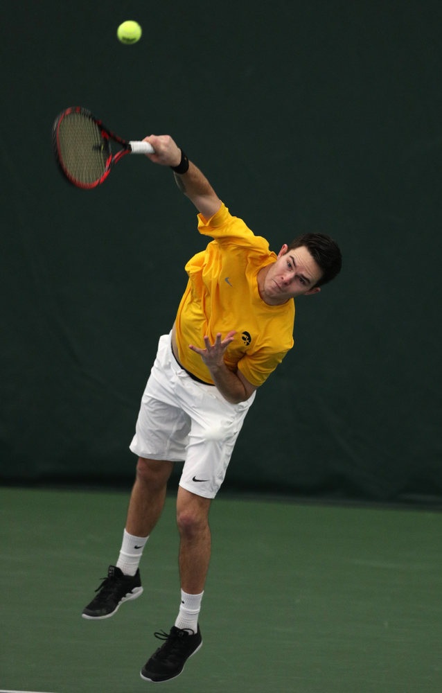 Jonas Larsen and Kareem Allaf against Utah Sunday, February 10, 2019 at the Hawkeye Tennis and Recreation Complex. (Brian Ray/hawkeyesports.com)