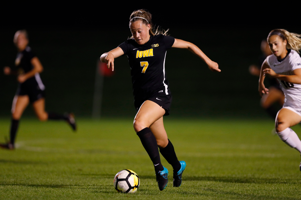 Iowa Hawkeyes Skylar Alward (7) against the Purdue Boilermakers Thursday, September 20, 2018 at the Iowa Soccer Complex. (Brian Ray/hawkeyesports.com)