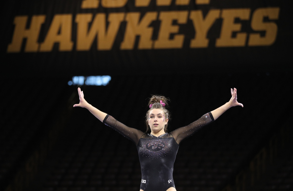 Iowa's Bridget Killian competes on the beam during their meet against the Minnesota Golden Gophers Saturday, January 19, 2019 at Carver-Hawkeye Arena. (Brian Ray/hawkeyesports.com)