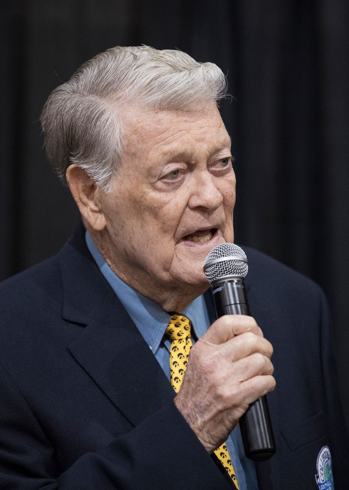 Legendary Hawkeye Football Coach Hayden Fry speaks before the unveiling of his statue during Fry Fest Friday, September 2, 2016 at the Coralville Marriott Hotel and Conference Center. (Brian Ray/hawkeyesports.com)