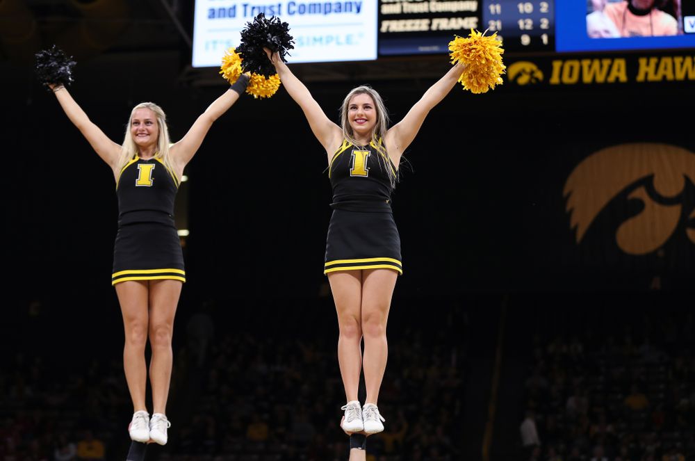 The Iowa Cheerleaders against the Nebraska Cornhuskers Thursday, January 3, 2019 at Carver-Hawkeye Arena. (Brian Ray/hawkeyesports.com)