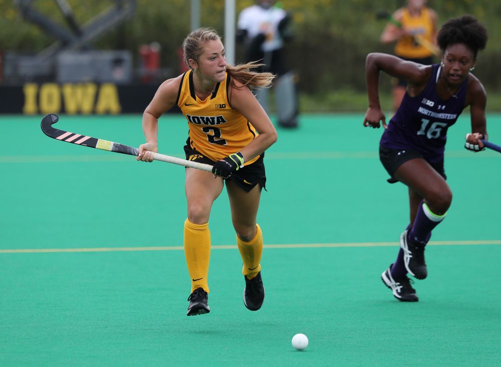 Iowa Hawkeyes defenseman Emily Deuell (2) during an exhibition game against Northwestern Saturday, August 24, 2019 at Grant Field. (Brian Ray/hawkeyesports.com)