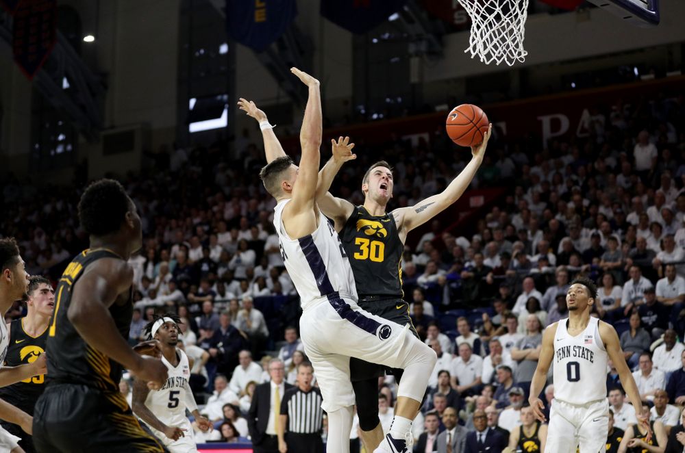Iowa Hawkeyes guard Connor McCaffery (30) against Penn State Saturday, January 4, 2020 at the Palestra in Philadelphia. (Brian Ray/hawkeyesports.com)