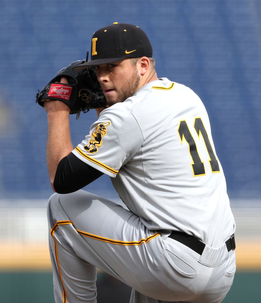 Iowa Hawkeyes Cole McDonald (11) against the Indiana Hoosiers in the first round of the Big Ten Baseball Tournament Wednesday, May 22, 2019 at TD Ameritrade Park in Omaha, Neb. (Brian Ray/hawkeyesports.com)