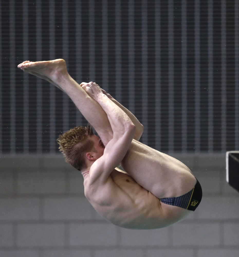 Iowa's Will Brenner competes on the 3-meter springboard during the third day of the 2019 Big Ten Swimming and Diving Championships Thursday, February 28, 2019 at the Campus Wellness and Recreation Center. (Brian Ray/hawkeyesports.com)