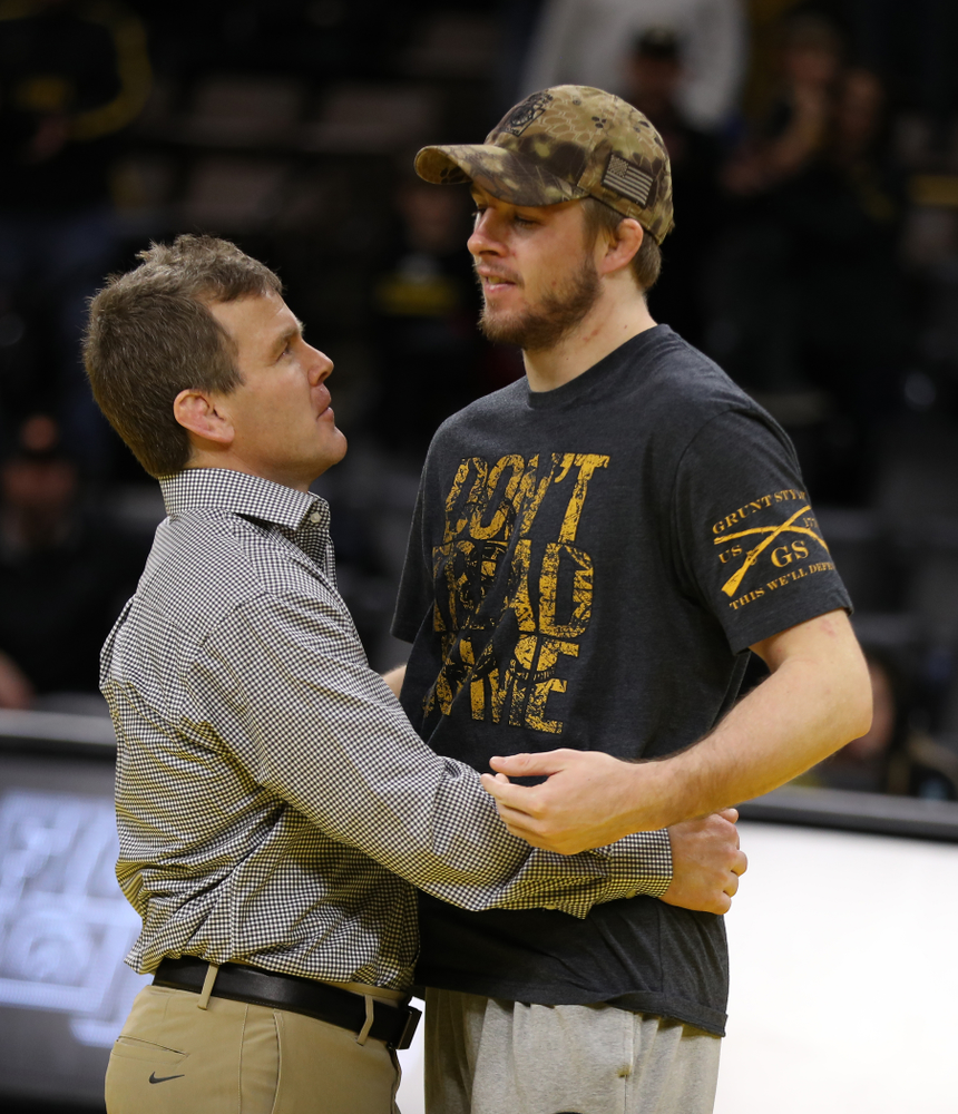 Iowa senior Mitch Bowman during senior night following their meet against the Indiana Hoosiers Friday, February 15, 2019 at Carver-Hawkeye Arena. (Brian Ray/hawkeyesports.com)