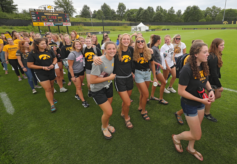 Student-athletes walk in the Parade of Champions during the Student-Athlete Kickoff at the Iowa Soccer Complex in Iowa City on Sunday, Aug 25, 2019. (Stephen Mally/hawkeyesports.com)