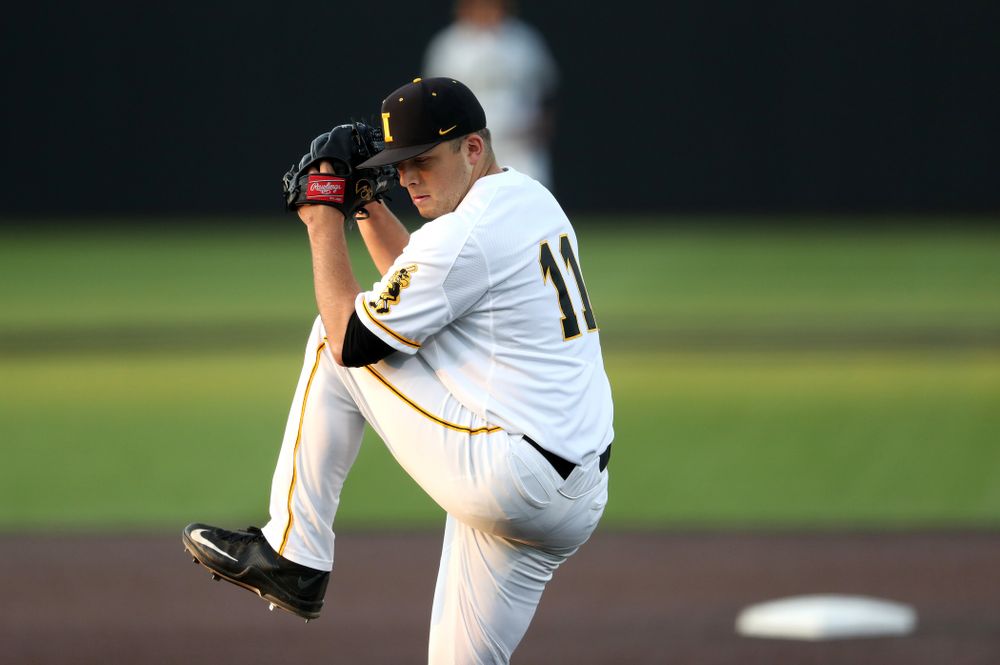 Iowa Hawkeyes Cole McDonald (11) during game one against UC Irvine Friday, May 3, 2019 at Duane Banks Field. (Brian Ray/hawkeyesports.com)