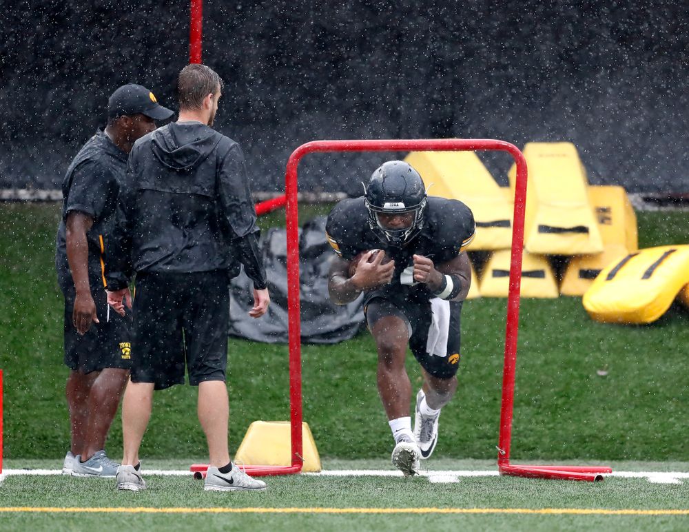 Iowa Hawkeyes running back Mekhi Sargent (10) during camp practice No. 15 Monday, August 20, 2018 at the Hansen Football Performance Center. (Brian Ray/hawkeyesports.com)